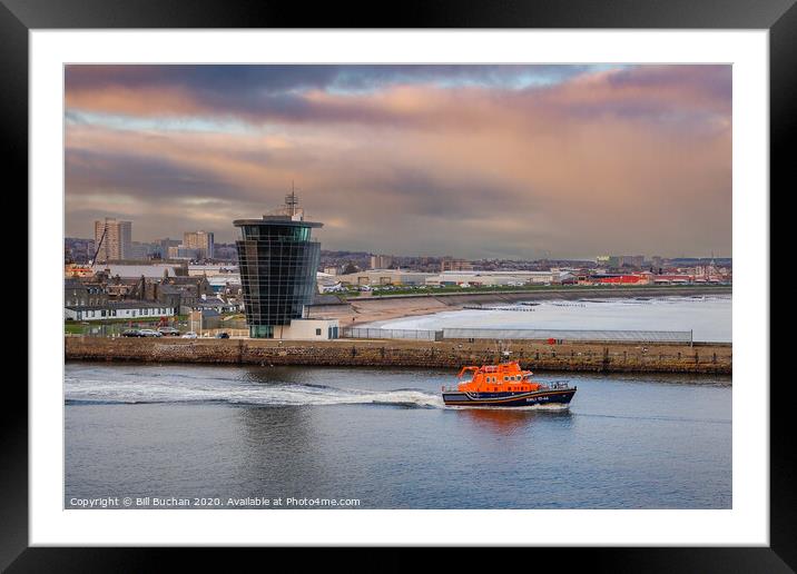 Aberdeen Lifeboat Leaves Port Framed Mounted Print by Bill Buchan
