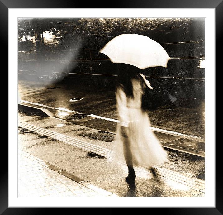girl in rain Framed Mounted Print by david harding