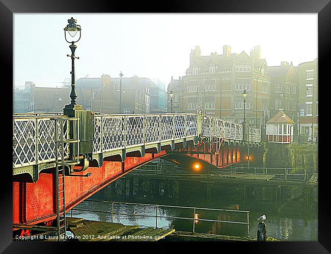 Mist at the Bridge Framed Print by Laura McGlinn Photog