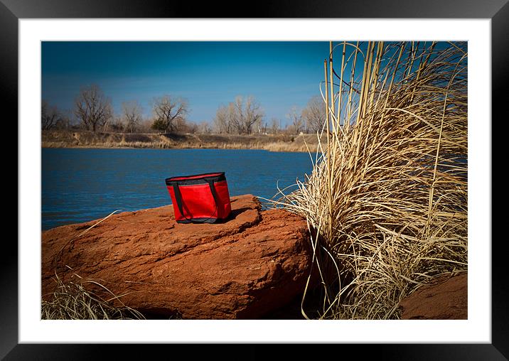 Red Lunch Bag Framed Mounted Print by Doug Long