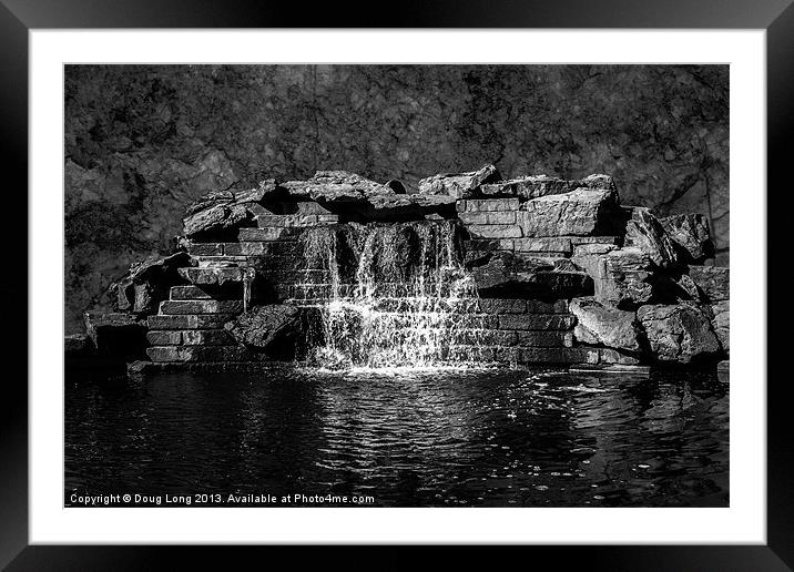 Water Fall in B&W Framed Mounted Print by Doug Long