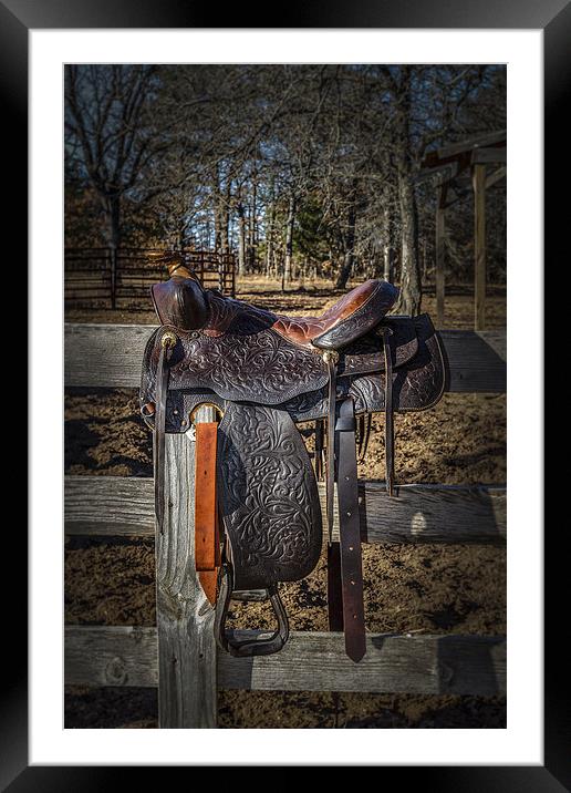 Western Saddle Framed Mounted Print by Doug Long