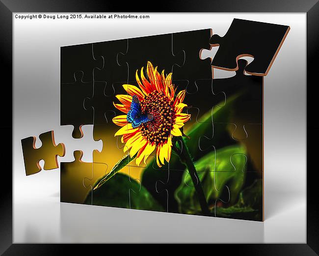 Butterflys-N-Flowers Puzzle Framed Print by Doug Long