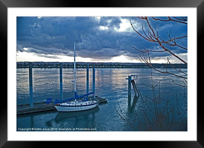 blue sailboat Framed Mounted Print by kirstin price