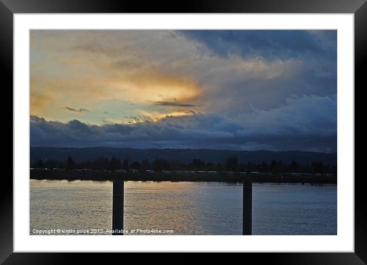 stormy sunset Framed Mounted Print by kirstin price