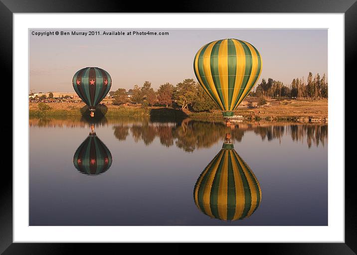 Hot Air Balloon Reflection Framed Mounted Print by Ben Murray