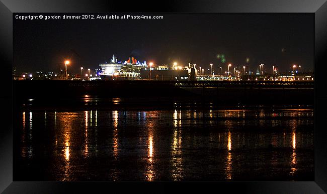 Southampton docks at night Framed Print by Gordon Dimmer