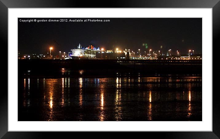 Southampton docks at night Framed Mounted Print by Gordon Dimmer