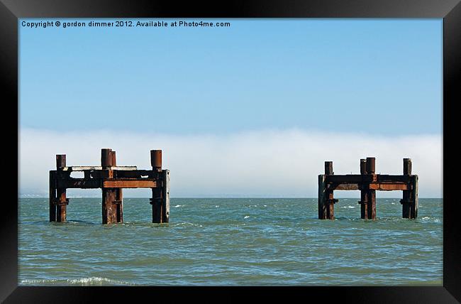 WW2 dolphins at Lepe Hampshire Framed Print by Gordon Dimmer