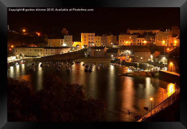  A close view of Tenby harbour at night Framed Print by Gordon Dimmer