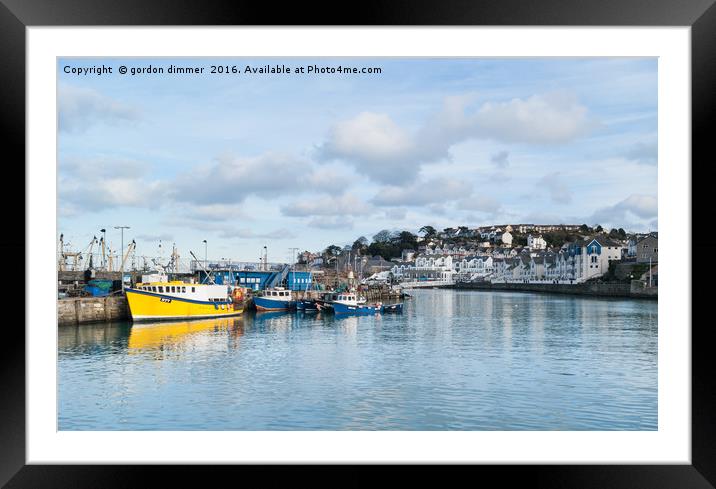 Brixham Harbour with Boats Framed Mounted Print by Gordon Dimmer