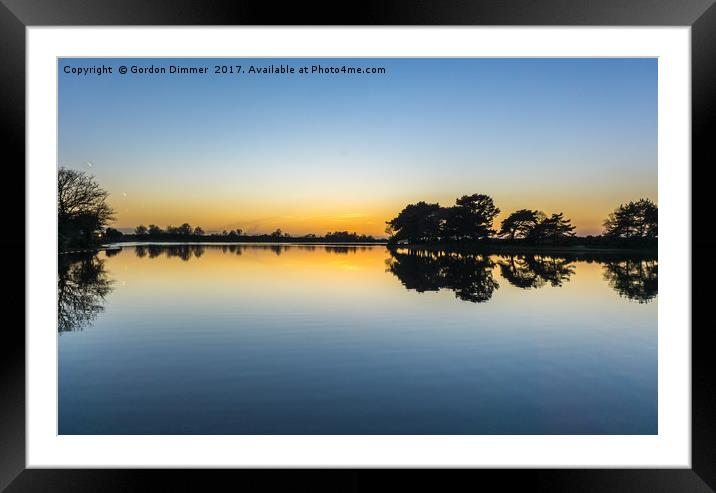 Tranquility after sunset at Hatchet Pond Framed Mounted Print by Gordon Dimmer