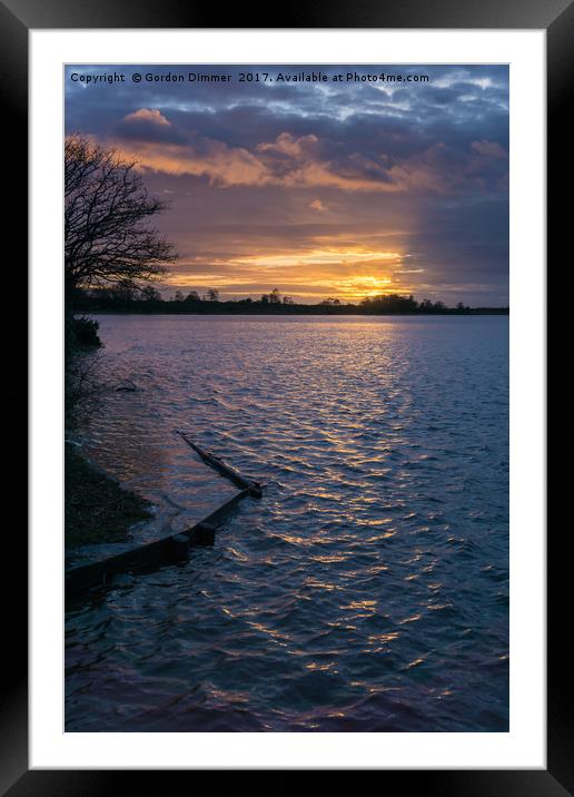 A Fiery Sunset over Hatchet Pond Framed Mounted Print by Gordon Dimmer