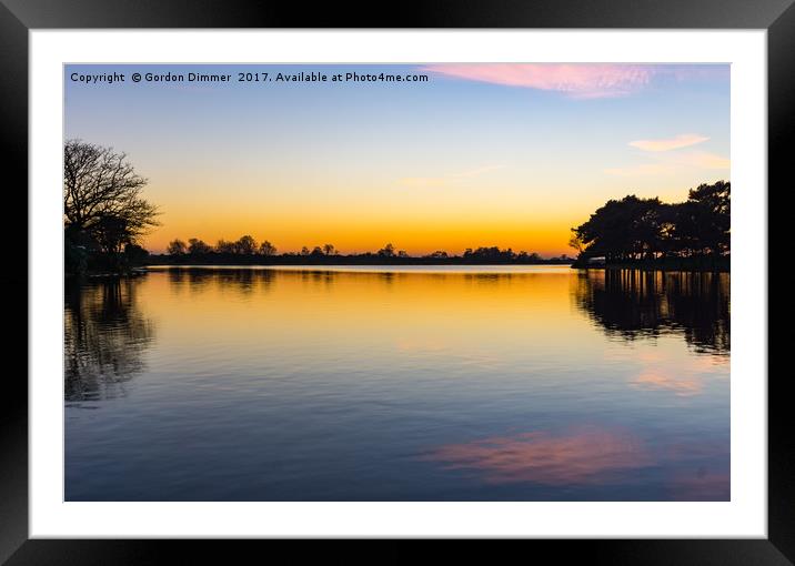 Orange Glow Over Hatchet Pond Framed Mounted Print by Gordon Dimmer