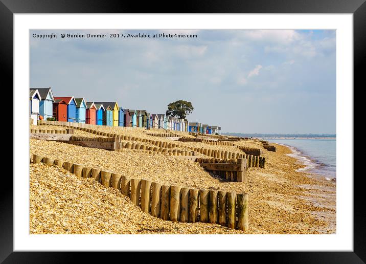 Colourful Beach Huts at Calshot Framed Mounted Print by Gordon Dimmer