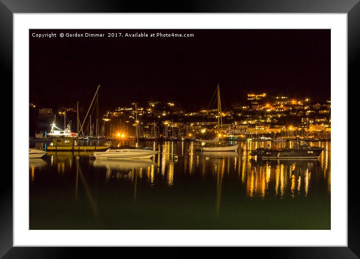 The River Dart and Kingswear at Night Framed Mounted Print by Gordon Dimmer