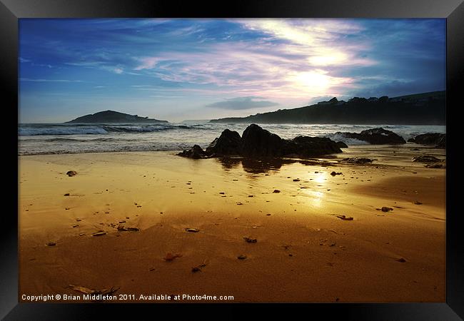 Bantham Beach at sunset Framed Print by Brian Middleton