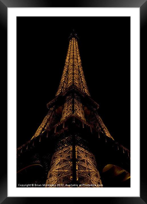 Eiffel Tower at night Framed Mounted Print by Brian Middleton