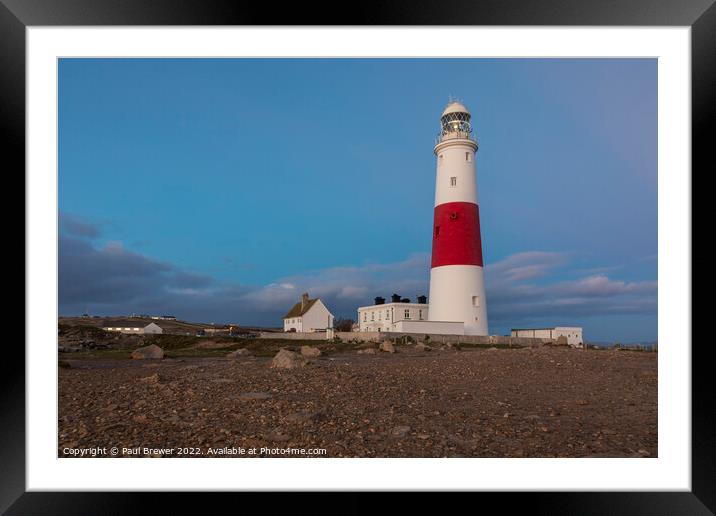 Portland Bill Lighthouse just after sunset Framed Mounted Print by Paul Brewer