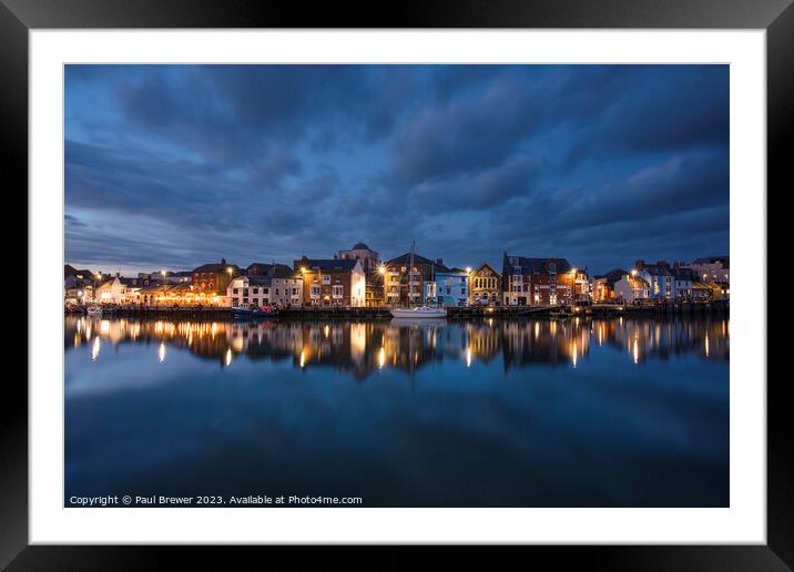 Weymouth Harbour at Dusk in Winter Framed Mounted Print by Paul Brewer