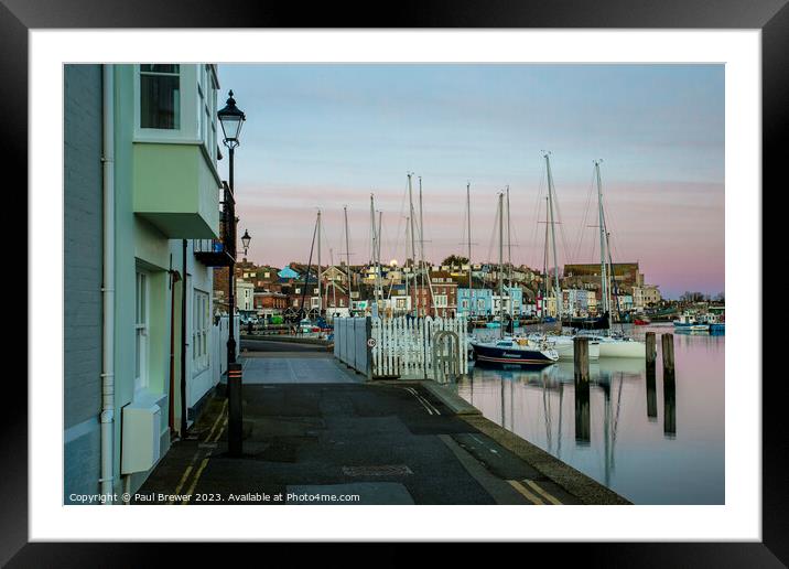 Weymouth Harbour at Moonset Framed Mounted Print by Paul Brewer