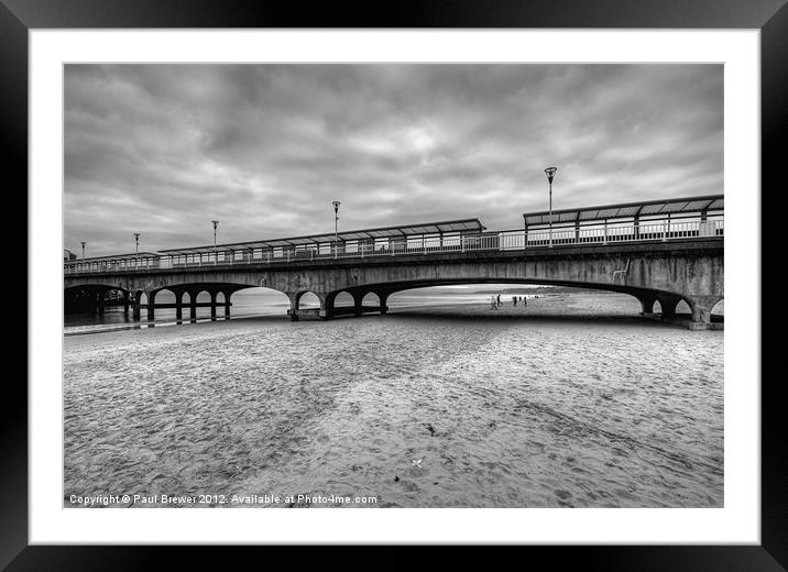 Bournemouth Pier in black and white Framed Mounted Print by Paul Brewer