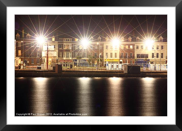 Weymouth Sea Front in Lights Framed Mounted Print by Paul Brewer
