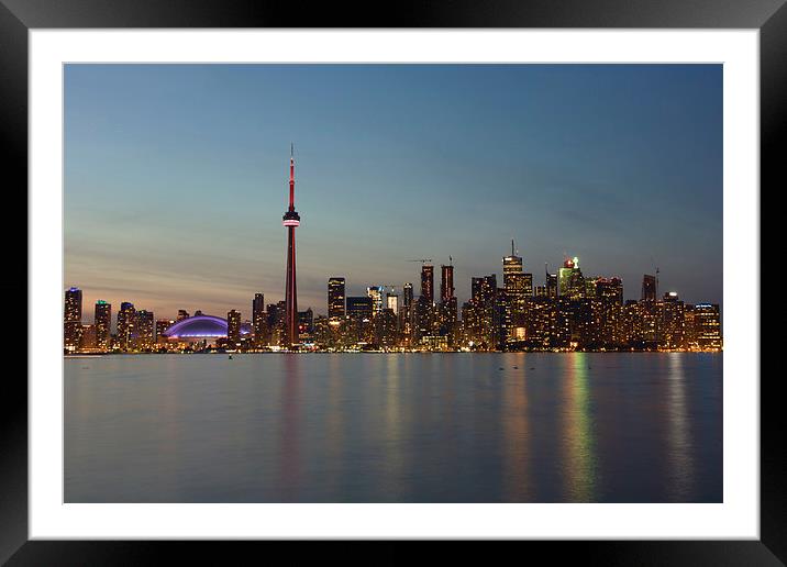 Toronto Skyline at Night Framed Mounted Print by Paul Brewer
