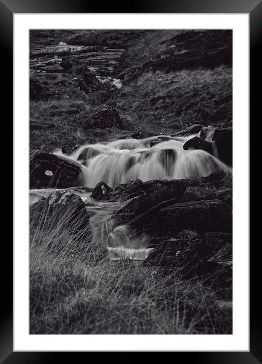 Waterfall at Pen-y-Gwryd, Snowdonia National Park  Framed Mounted Print by Paul Brewer