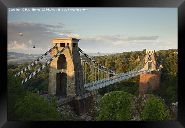  Balloons over Clifton Suspension Bridge  Framed Print by Paul Brewer