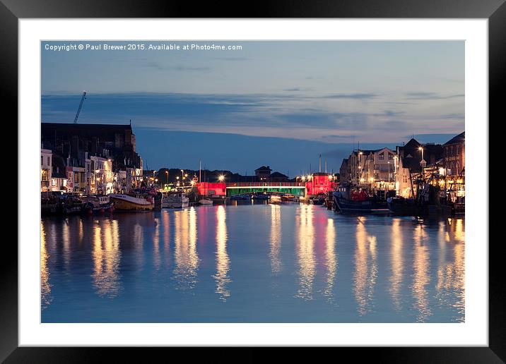  Weymouth Town Bridge at night Framed Mounted Print by Paul Brewer
