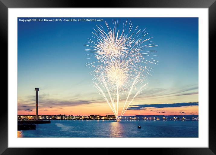  FIREWORKS IN WEYMOUTH Framed Mounted Print by Paul Brewer