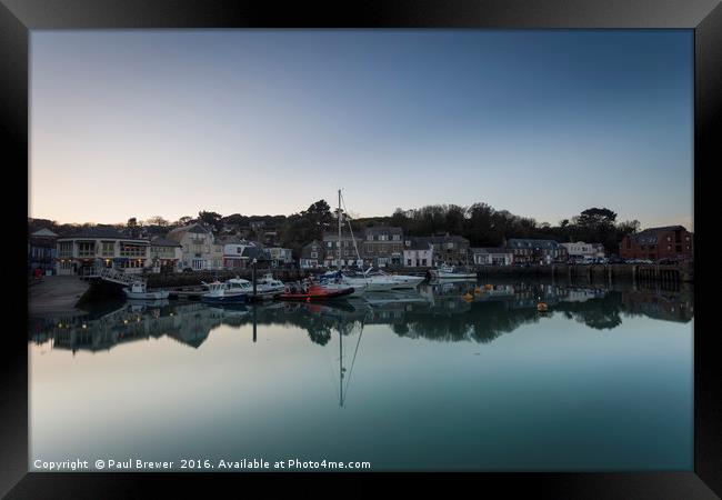 Padstow Harbour just before sunset Framed Print by Paul Brewer