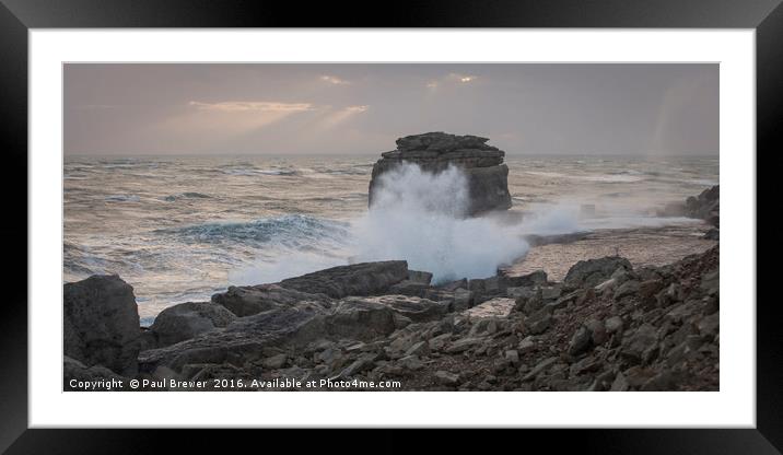 Pulpit rock Portland in the middle of a spring sto Framed Mounted Print by Paul Brewer
