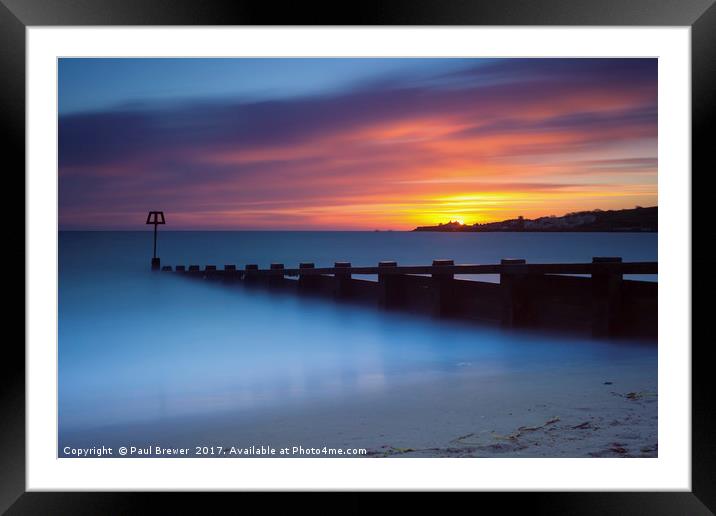 Swanage Seafront Sunrise Framed Mounted Print by Paul Brewer