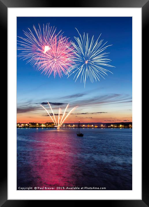 Fireworks Weymouth Bay 2013 Framed Mounted Print by Paul Brewer