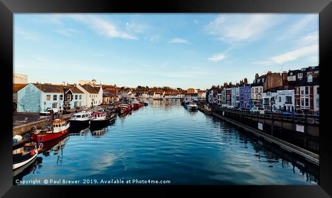 Weymouth Harbour at sunset Framed Print by Paul Brewer