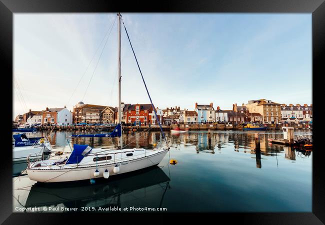 Weymouth Harbour at sunset Framed Print by Paul Brewer