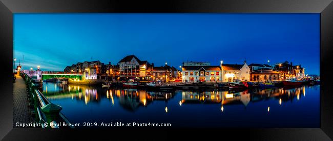Weymouth Harbour at Night Framed Print by Paul Brewer