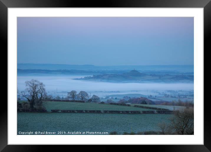 Glastonbury Tor at Sunrise Framed Mounted Print by Paul Brewer