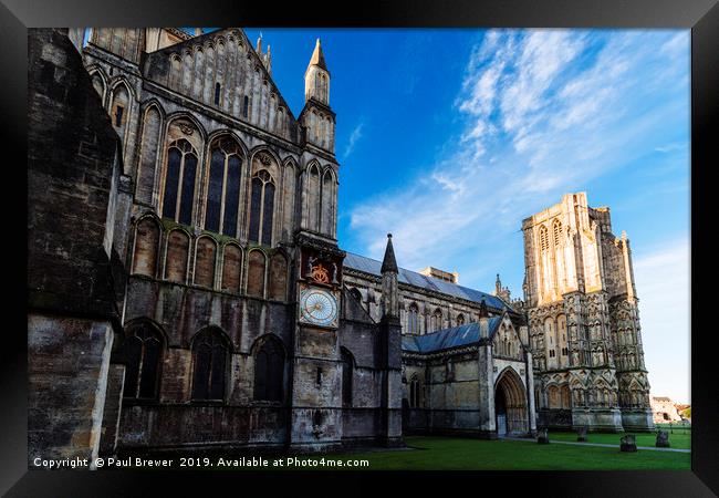 Wells Cathedral at Sunrise Framed Print by Paul Brewer