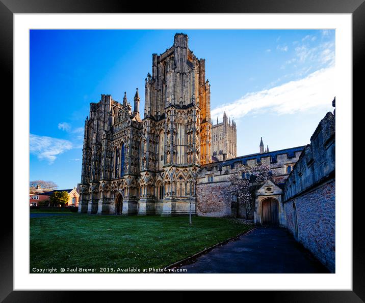 Wells Cathedral early in Spring  Framed Mounted Print by Paul Brewer