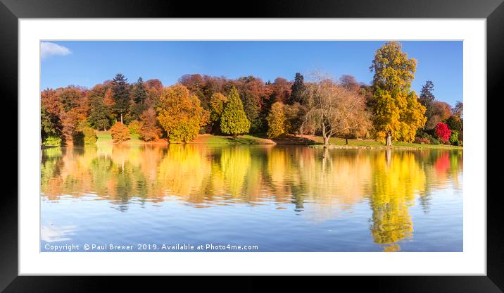 Stourhead Wiltshire in Autumn Framed Mounted Print by Paul Brewer