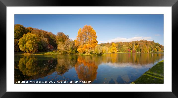 Stourhead Wiltshire in Autumn Framed Mounted Print by Paul Brewer