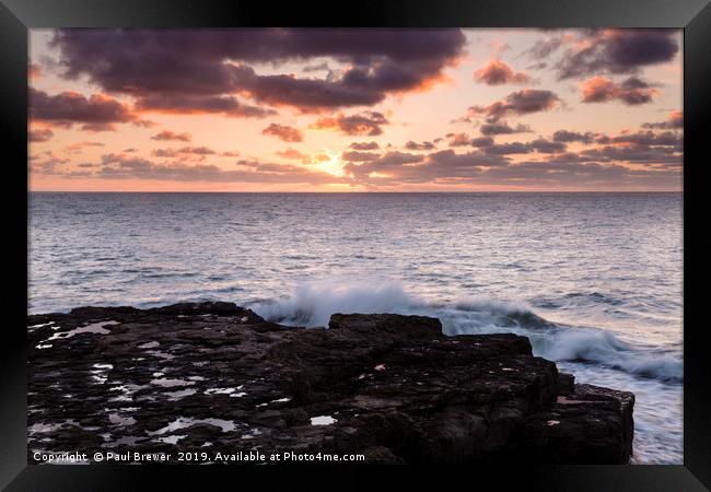 Portland Bill in Winter at Sunrise Framed Print by Paul Brewer