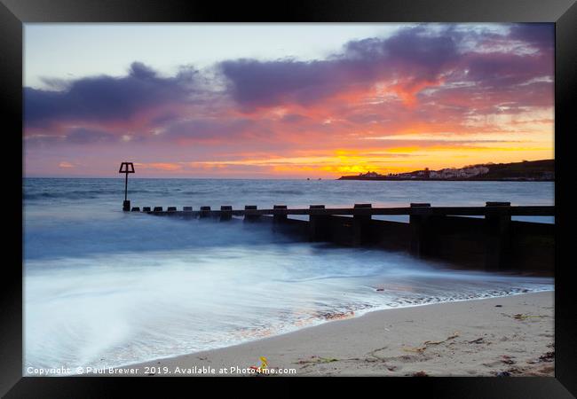 Swanage in Winter Framed Print by Paul Brewer