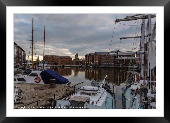 Gloucester Docks with Gloucester Cathedral Framed Mounted Print by Paul Brewer