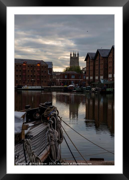 Gloucester Docks and Gloucester Cathedral Framed Mounted Print by Paul Brewer