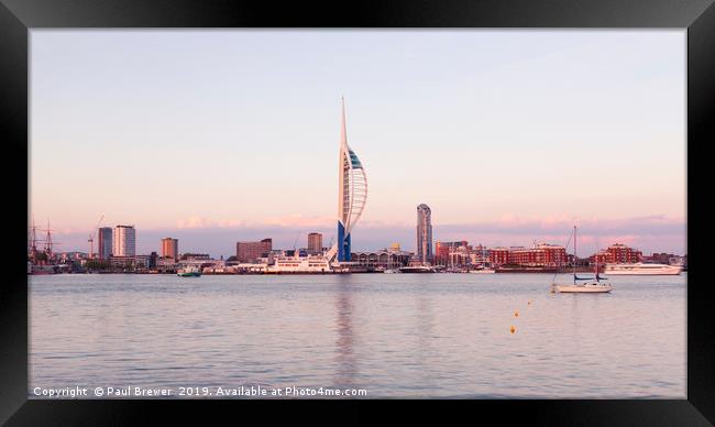 Spinnaker Tower From Gosport with cloud on the hor Framed Print by Paul Brewer