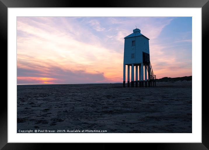 The Low Lighthouse Burnham on Sea Framed Mounted Print by Paul Brewer